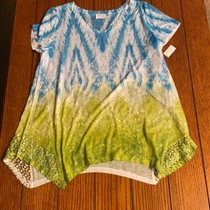 Time and Tru tie dye blue/green/white shirt L